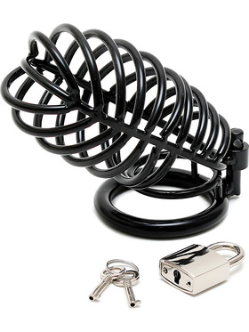 Rimba: Metal Male Chastity Device with Padlock, svart