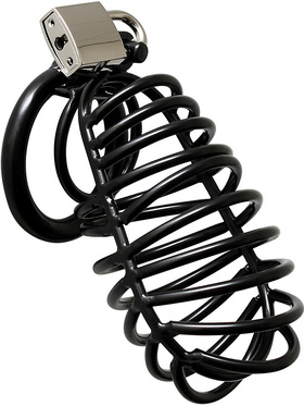 Rimba: Metal Male Chastity Device with Padlock, svart