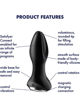 Satisfyer Connect: Rotator Plug 2+, Plug Vibrator, svart