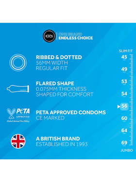 EXS Ribbed & Dotted: Kondomer, 100-pack