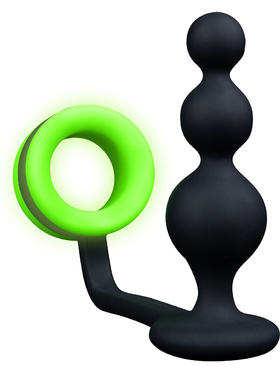 Ouch! Glow in the Dark: Beads Butt Plug with Cock Ring