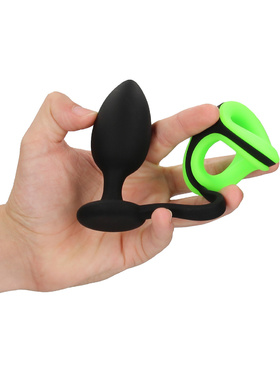 Ouch! Glow in the Dark: Butt Plug with Cock Ring & Ball Strap