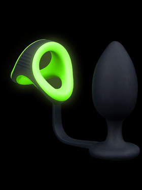 Ouch! Glow in the Dark: Butt Plug with Cock Ring & Ball Strap