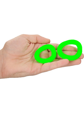Ouch! Glow in the Dark: Silicone Cock Ring Set, 2-pack