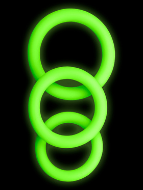 Ouch! Glow in the Dark: Silicone Cock Ring Set, 3-pack