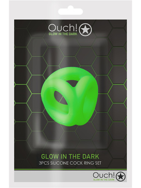 Ouch! Glow in the Dark: Silicone Cock Ring & Ball Strap