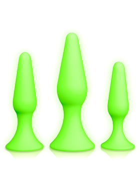 Ouch! Glow in the Dark: Silicone Butt Plug Set