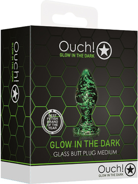 Ouch! Glow in the Dark: Glass Butt Plug, medium