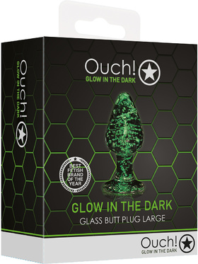 Ouch! Glow in the Dark: Glass Butt Plug, large