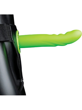 Ouch! Glow in the Dark: Textured Curved Hollow Strap-On, 20 cm
