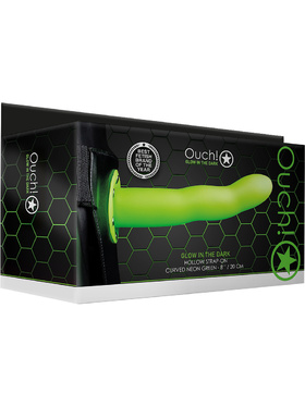 Ouch! Glow in the Dark: Curved Hollow Strap-On, 20 cm