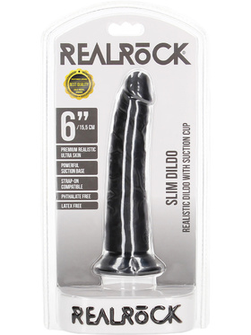 RealRock: Slim Realistic Dildo, 15,5 cm, svart