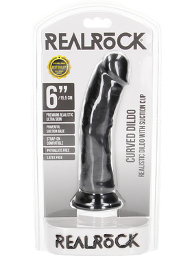 RealRock: Curved Realistic Dildo, 15,5 cm, svart