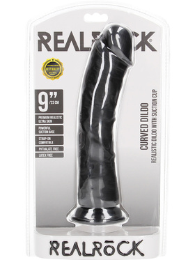 RealRock: Curved Realistic Dildo, 23 cm, svart