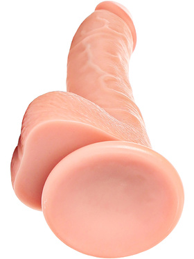 RealRock: Curved Realistic Dildo with Balls, 18 cm, ljus