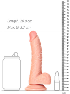 RealRock: Curved Realistic Dildo with Balls, 18 cm, ljus