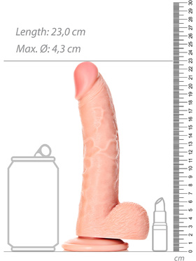 RealRock: Curved Realistic Dildo with Balls, 20.5 cm, ljus