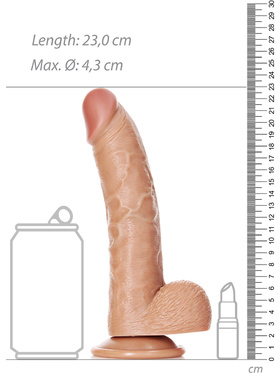 RealRock: Curved Realistic Dildo with Balls, 20.5 cm, ljusbrun