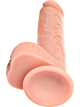 RealRock: Straight Realistic Dildo with Balls, 25.5 cm, ljus