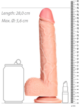 RealRock: Straight Realistic Dildo with Balls, 25.5 cm, ljus