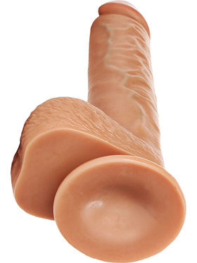 RealRock: Straight Realistic Dildo with Balls, 25.5 cm, ljusbrun