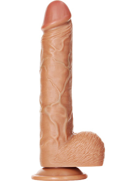 RealRock: Straight Realistic Dildo with Balls, 25.5 cm, ljusbrun