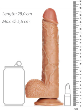 RealRock: Straight Realistic Dildo with Balls, 25.5 cm, ljusbrun