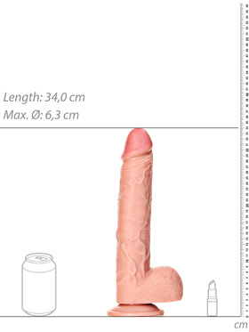 RealRock: Straight Realistic Dildo with Balls, 30.5 cm, ljus