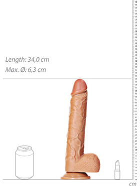 RealRock: Straight Realistic Dildo with Balls, 30.5 cm, ljusbrun