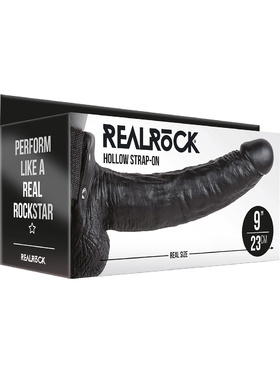 RealRock: Hollow Strap-on, 23 cm, svart
