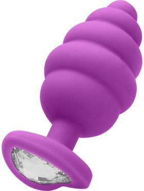 Ouch!: Regular Ribbed Diamond Heart Plug, lila