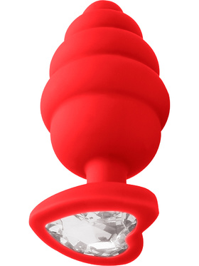 Ouch!: Large Ribbed Diamond Heart Plug, röd