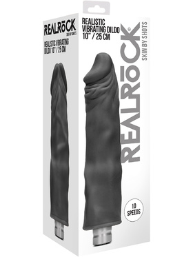 RealRock: Realistic Vibrating Dildo, 25 cm, svart