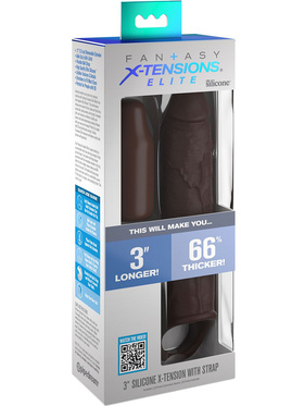 Fantasy X-Tensions Elite: +7,6 cm Silicone X-Tension with Strap, mörk