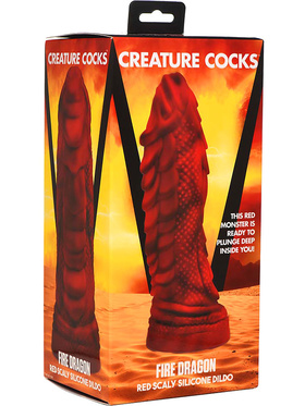 Creature Cocks: Fire Dragon, Red Scaly Silicone Dildo