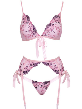 Kissable: 3-delat Set Underkläder med Rosor, rosa