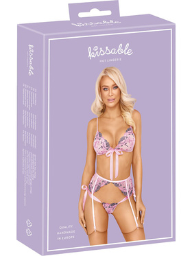 Kissable: 3-delat Set Underkläder med Rosor, rosa