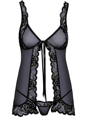 Kissable: Babydoll & String Set, svart