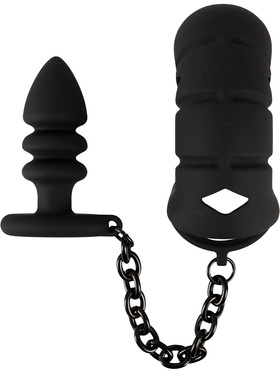 Black Velvets: Cock Cage with Butt Plug