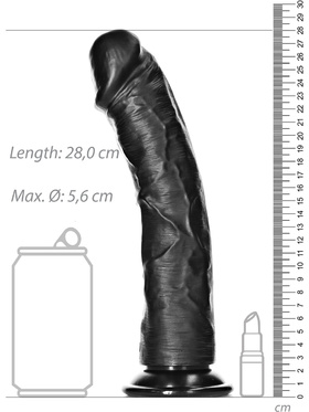 RealRock: Curved Realistic Dildo, 25.5 cm, svart