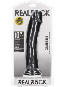 RealRock: Curved Realistic Dildo, 25.5 cm, svart