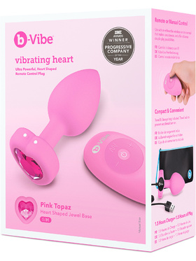 B-Vibe: Vibrating Heart, Remote Control Plug, rosa