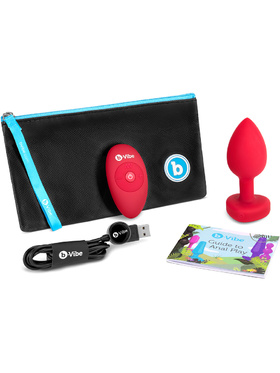 B-Vibe: Vibrating Heart, Remote Control Plug, röd