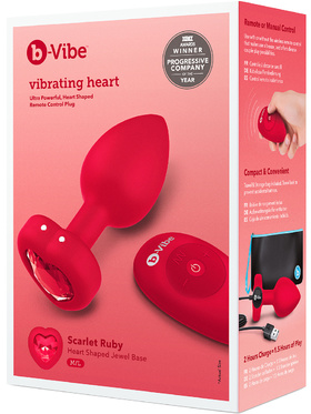 B-Vibe: Vibrating Heart, Remote Control Plug, röd