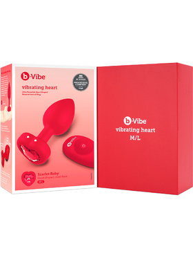 B-Vibe: Vibrating Heart, Remote Control Plug, röd