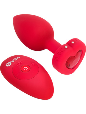 B-Vibe: Vibrating Heart, Remote Control Plug, röd