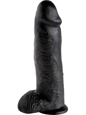 King Cock: Realistic Dildo with Balls, 31 cm, svart
