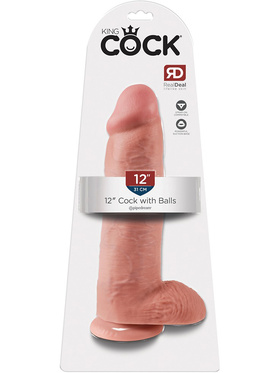 King Cock: Realistic Dildo with Balls, 31 cm, ljus