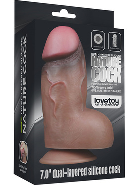 LoveToy: Dual-Layered Silicone Cock, 18 cm, mörk