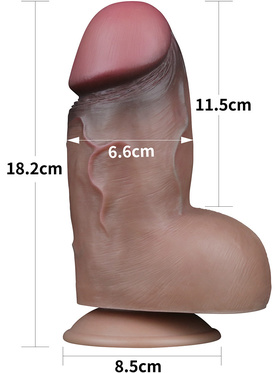 LoveToy: Dual-Layered Silicone Cock, 18 cm, mörk